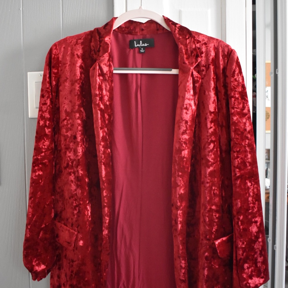 Lulu’s Red Velvet Buttonless Sweater